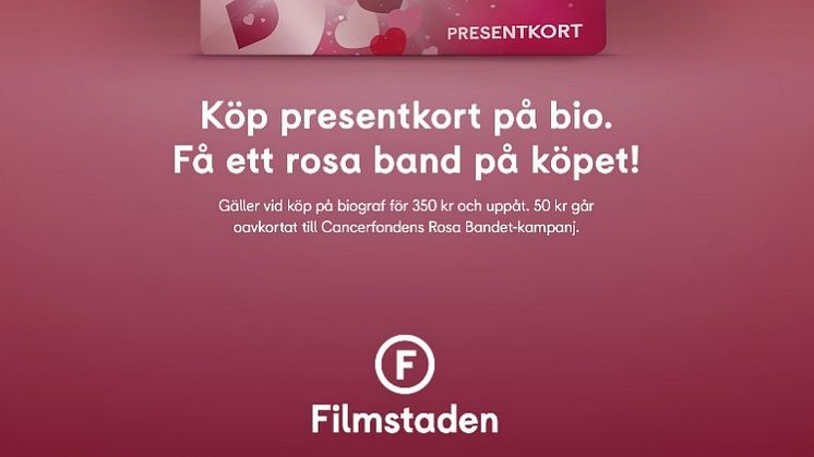 Filmstaden är ny partner till Cancerfondens Rosa Bandet-kampanj