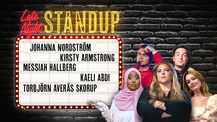 Late Night Standup-turné med Johanna Nordström, Messiah Hallberg, Kirsty Armstrong, Torbjörn Averås Skorup och Kaeli Abdi våren 2024