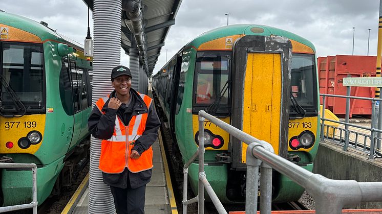 Elba Lovelace-Francis joined Southern Rail through 'Returners' scheme, helping people back into work after career breaks. More images below.