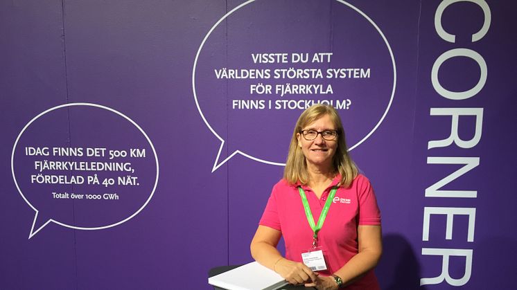 Annika Johannesson i Energiföretagen Sveriges monter på Fjärrvärmemässan. Foto: Mediaspjuth/Elmia AB 
