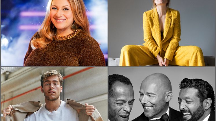 Sarah Dawn Finer (foto:Janne Danielsson/SVT/Så ska det låta) , Miss Li (foto: Sonny Gustafsson), Benjamin Ingrosso (foto: Sandra Thorsson), The High Society; Karl Dyall, Joachim Bergström, Rennie Mirro (foto: Mattias Edwall)