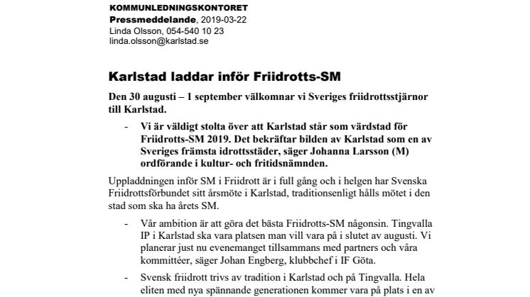 Karlstad värmer upp inför Friidrotts-SM 2019