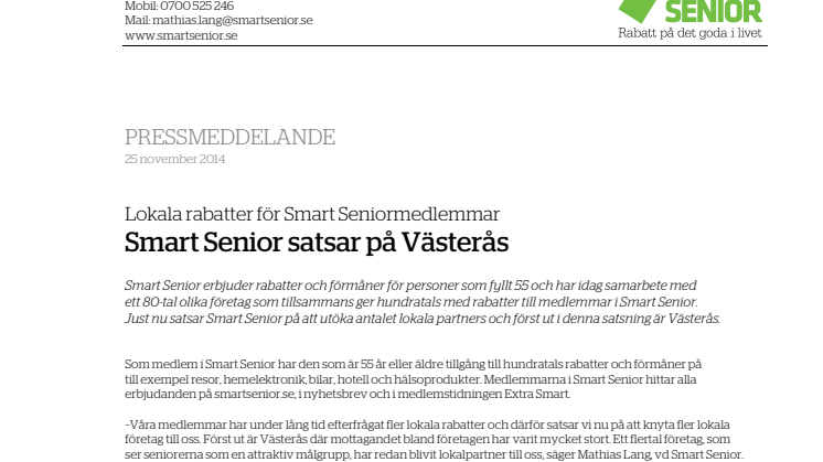 Smart Senior satsar på Västerås