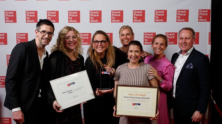 Igår kväll utsågs vinnaren av utmärkelsen Sveriges bästa arbetsplats 2019. Nordic Choice Hotels fick en topplacering i kategorin "Stora företag" och blev därmed bäst inom hotellbranschen. Bild: Truls Busch.