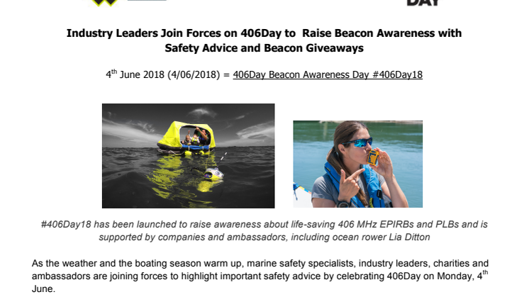 Industry Leaders Join Forces on 406Day to Raise Beacon Awareness with  Safety Advice and Beacon Giveaways