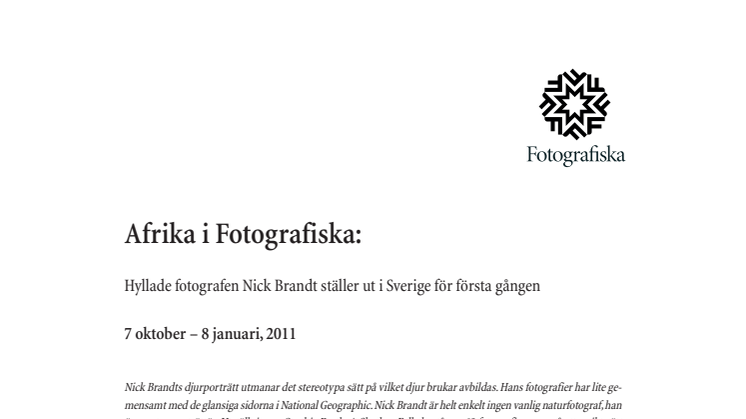 Hyllade fotografen Nick Brandt ställer ut i Sverige för första gången