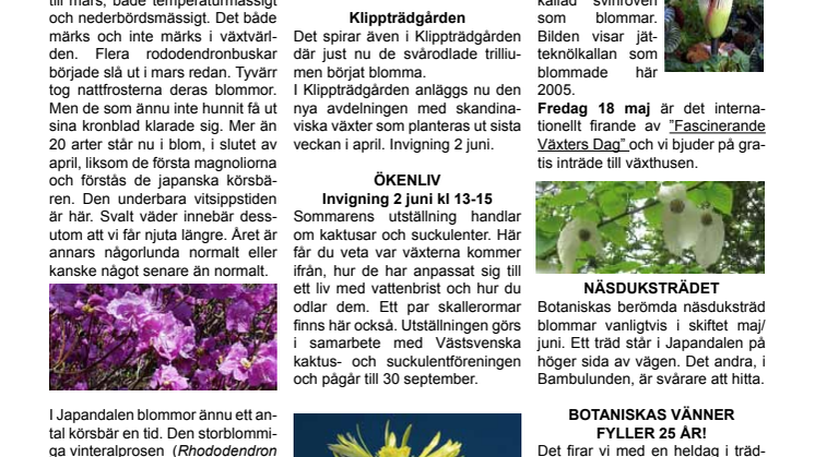 Botaniskas nyhetsbrev för maj