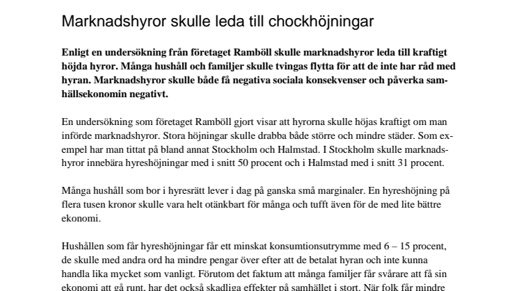 Marknadshyror skulle leda till chockhöjningar