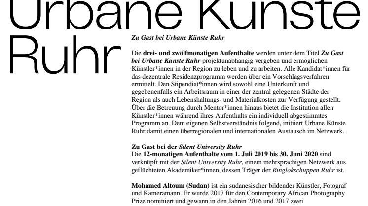 Zu Gast bei Urbane Künste Ruhr Resident*innen Biografien