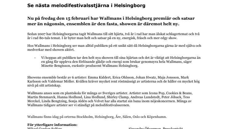 Se nästa melodifestivalsstjärna i Helsingborg