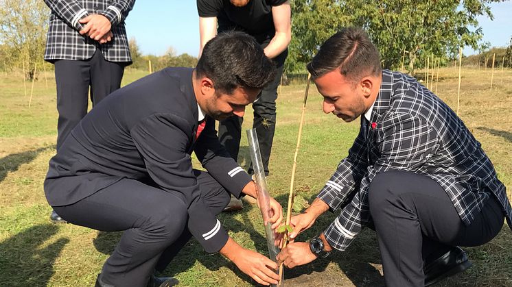 Norwegians kollegor planterar träd i Oxford