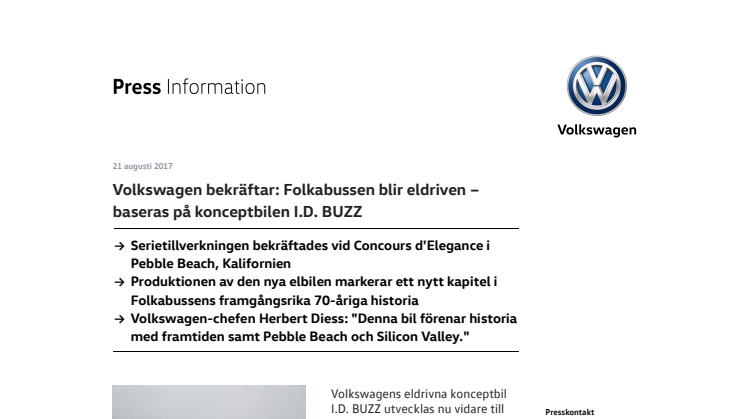 Volkswagen bekräftar: Folkabussen blir eldriven – baseras på konceptbilen I.D. BUZZ