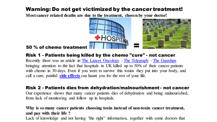Warning - Do not get victimized by cancer treatment