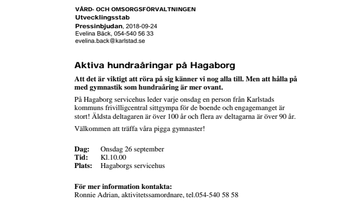 Aktiva hundraåringar på Hagaborg