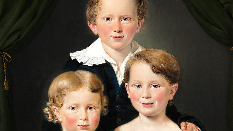 C.A. Jensen: Hans og Bolette Puggaards tre børn. 1827. Signeret. Olie på lærred. 82 x 64 cm. Vurdering: 400.000-600.000 kr.