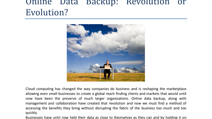 Online Data Backup: Revolution or Evolution?