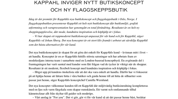 KappAhl inviger nytt butikskoncept och ny flaggskeppsbutik 