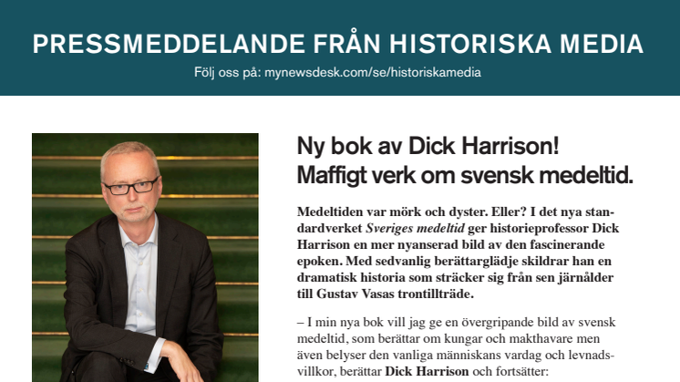 Ny bok av Dick Harrison! Maffigt verk om svensk medeltid.