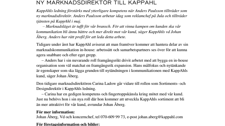 Ny marknadsdirektör till KappAhl
