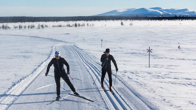 Längdskidåkare på fjället