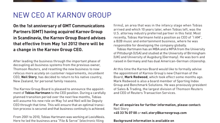New CEO at Karnov Group