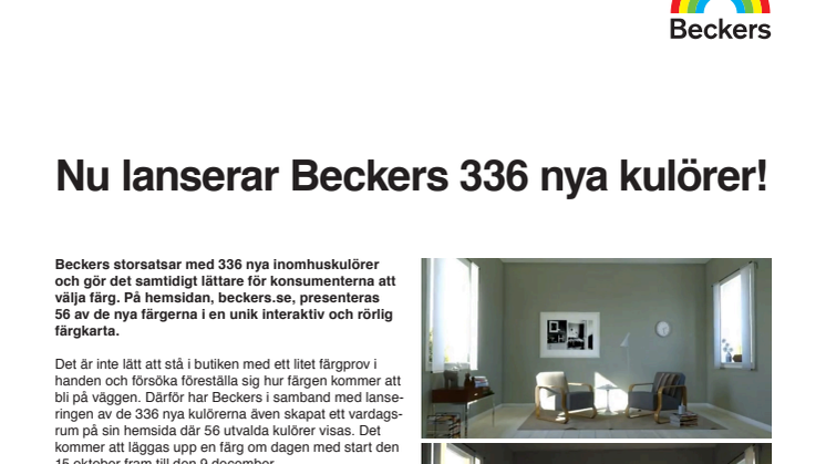 Nu lanserar Beckers 336 nya kulörer!