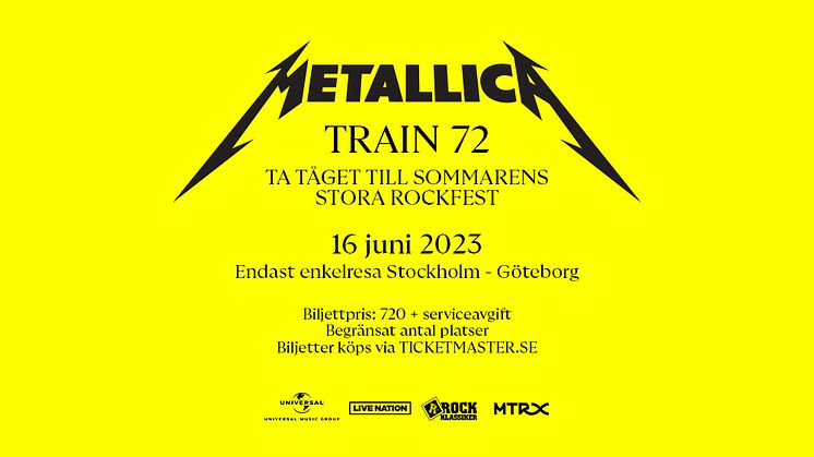 Starta sommarens stora rockfest på Metallica-tåget Train 72 