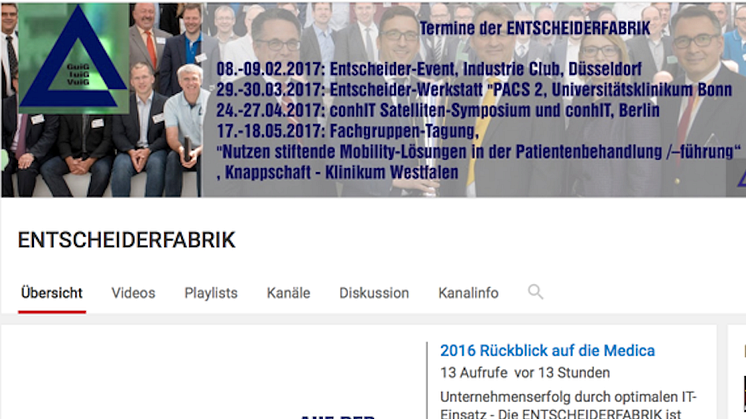 Videos vom Deutschen Krankenhaustag 2016 / MEDICA: Verschaffen Sie sich einen Überblick !