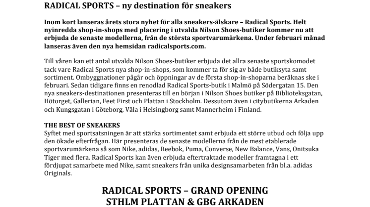 RADICAL SPORTS – ny destination för sneakers