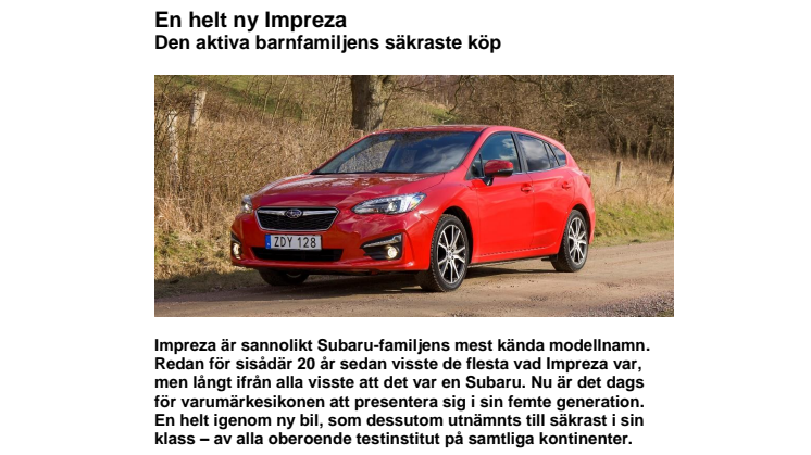 Helt nya Subaru Impreza