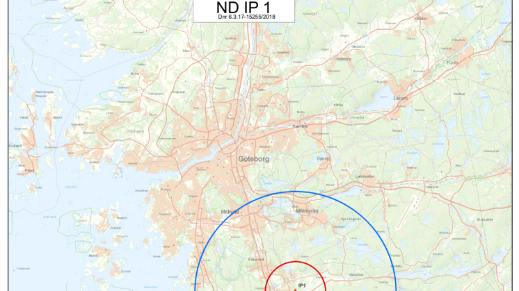 Karta över området med skydds- och övervakningsområde