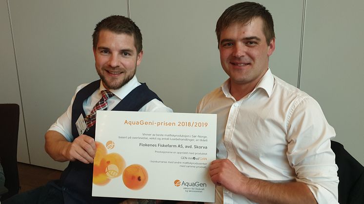 Frank og Ole-Marius Osland med AquaGeni-prisen 2018/2019