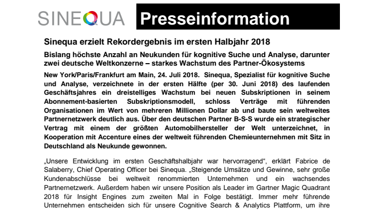 Deutsche Großkonzerne werden informationsgetrieben mit Sinequas Cognitive-Search-Plattform