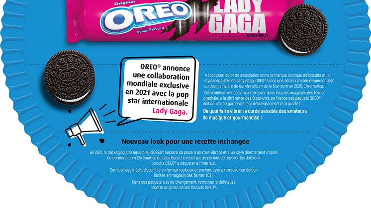 Oreo® s’associe avec Lady Gaga à travers une collaboration chromatique à l’accent pop  En 2021, Oreo® va vous laisser sans voix !