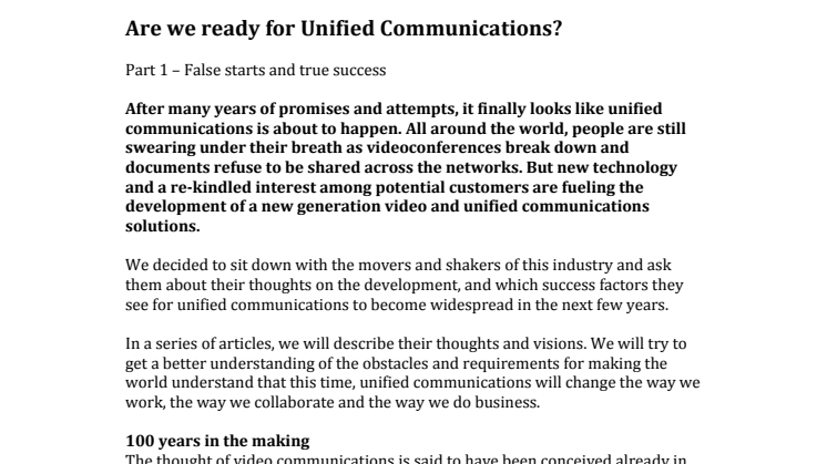 Are we ready for Unified Communications?