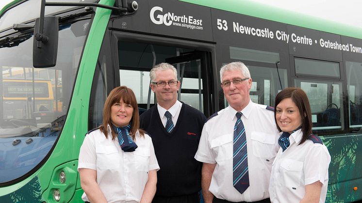 L-R Bus drivers Lisa Ellerington, Alan Bensley, Billy Cook and Rachel Langford.