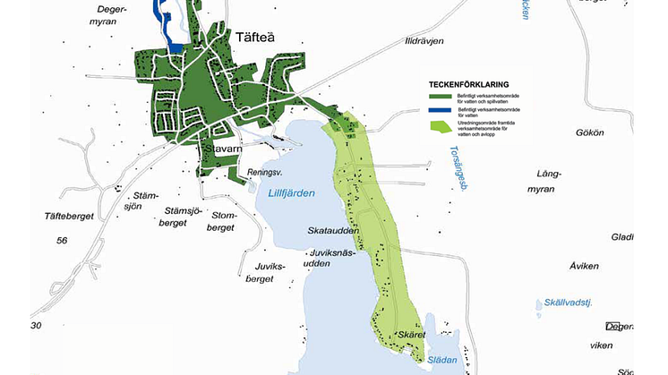 Tänkbart planområde för Skäret. 150 nya bostäder blir möjliga.
