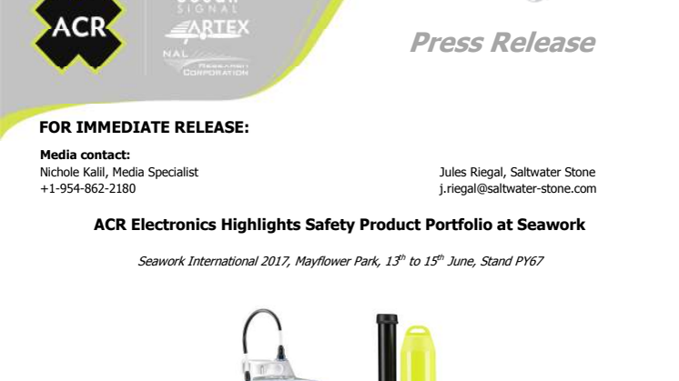 ACR Electronics Highlights Safety Product Portfolio at Seawork 