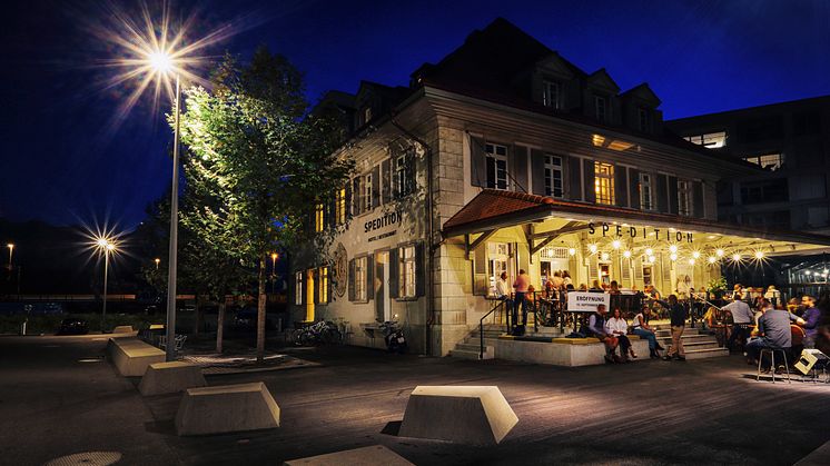 Exterior of Spedition Hotel & Restaurant, Thun, Switzerland - design by Stylt.
