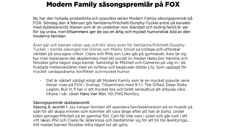 ​Modern Family säsongspremiär på FOX