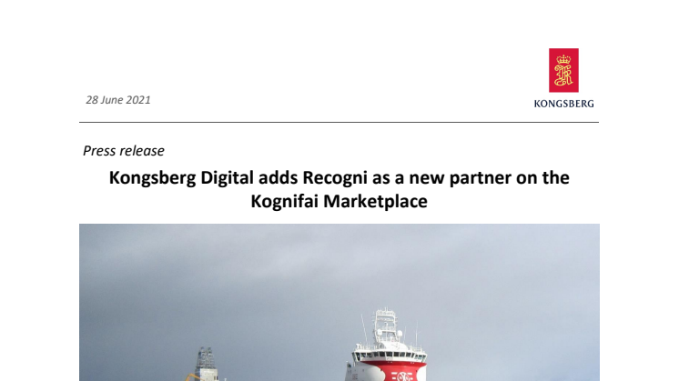 Kongsberg Digital adds Recogni as a new partner on the Kognifai Marketplace