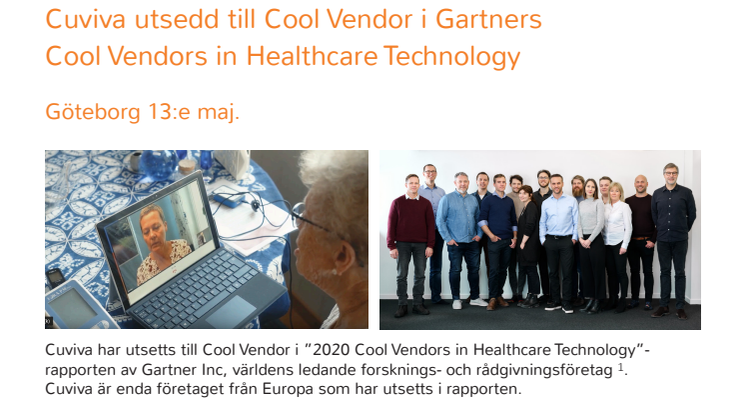 Cuviva utsedd till Cool Vendor i Gartners Cool Vendors in Healthcare Technology