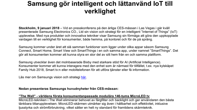 Samsung gör intelligent och lättanvänd IoT till verklighet