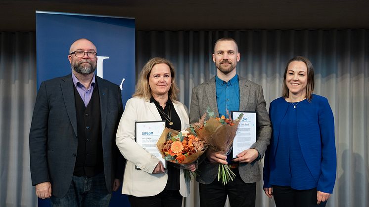 Från vänster: Sebastian Gabrielsson, Anna Jacobzon, Albin Dahlin Almevall och Johanna Törmä. Foto: Anna-Karin Landin. 