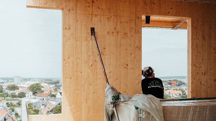 Härlig utsikt från flerfamiljshuset med trästomme i Varberg. Foto Mikael Broberg