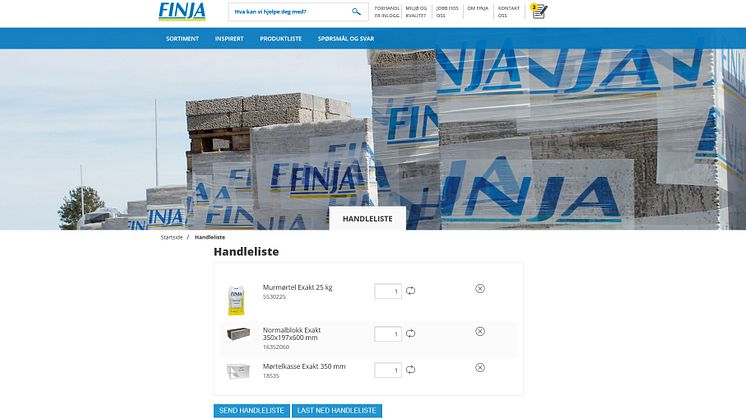 Ny funksjon på hjemmesiden – handleliste 