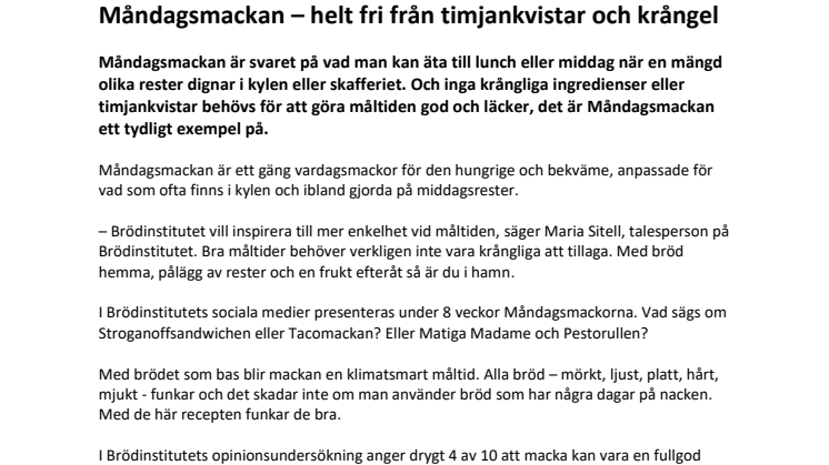 Måndagsmackan – helt fri från timjankvistar och krångel