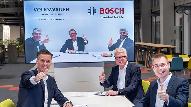 Signering 17 januari 2022 med representanter från Volkswagen Group och Bosch Group.