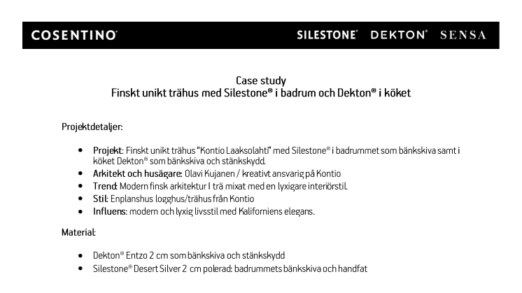 Finskt unikt trähus med Silestone® i badrum och Dekton® i köket
