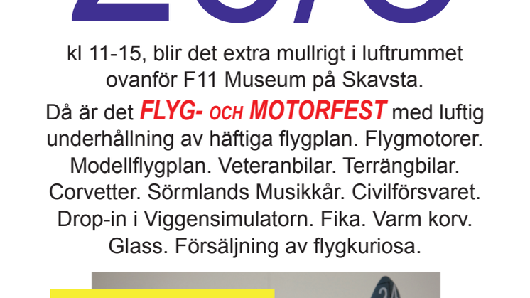 Flyg- och motorfest på F11 Museum, Nyköping/Skavsta